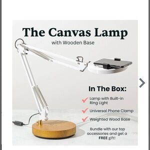 Canvas Lamp with Wooden Base